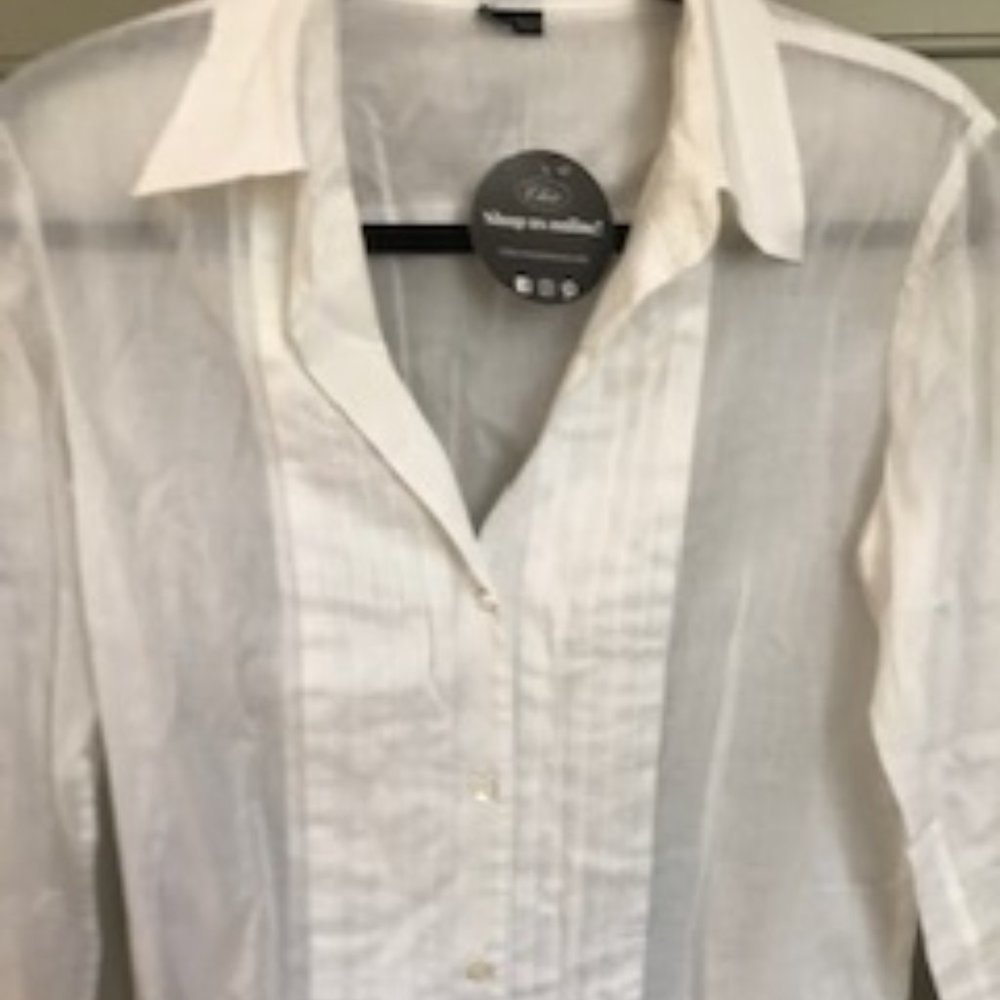NWOT Theory 100% Cotton Sheer Blouse - Picture 2 of 8